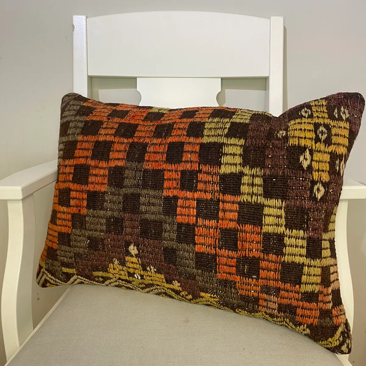 Handwoven Pillowcase, Pillowcases rug, wool, cotton & silk wool/weave, size 40 × 60 cm, from Kayseri, SKU 528