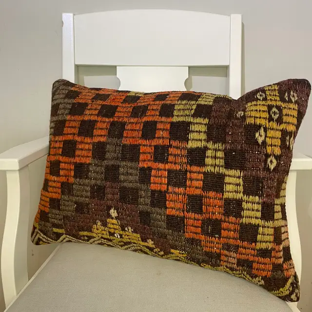 Handwoven Pillowcase, Pillowcases rug, wool, cotton & silk wool/weave, size 40 × 60 cm, from Kayseri, SKU 528