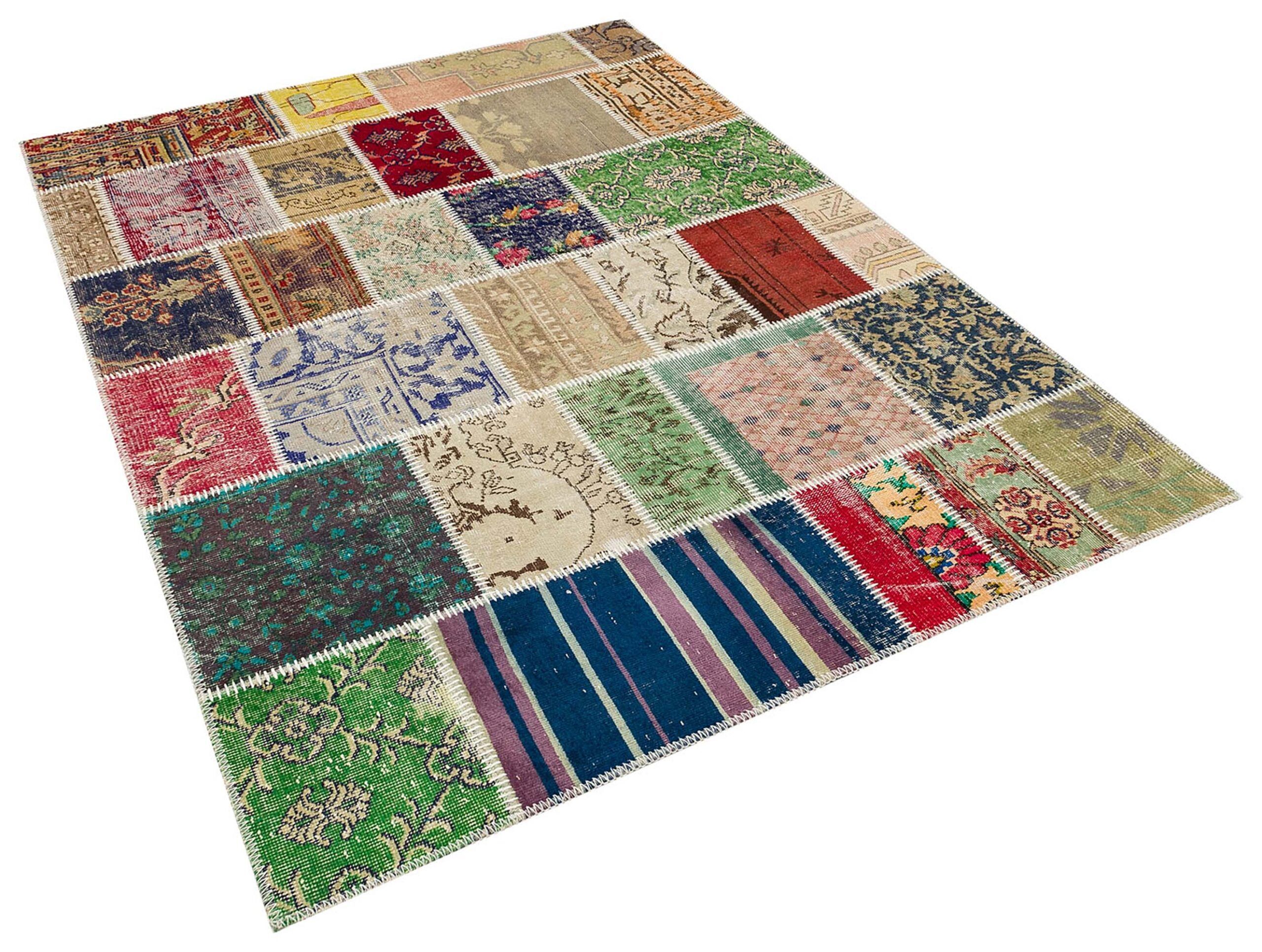 Handmade Patchwork Rug, Handmade rug, wool, cotton & silk wool/weave, size 160 × 230 cm, from Kars, SKU 5667