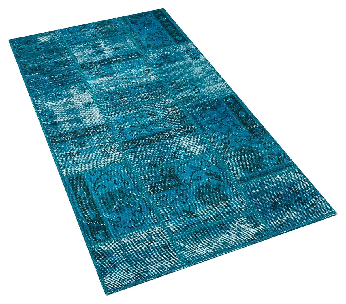 Patchwork Handwoven Distressed Rug, Handmade rug, cotton wool/weave, size 80 × 150 cm, from Milas, SKU 5768