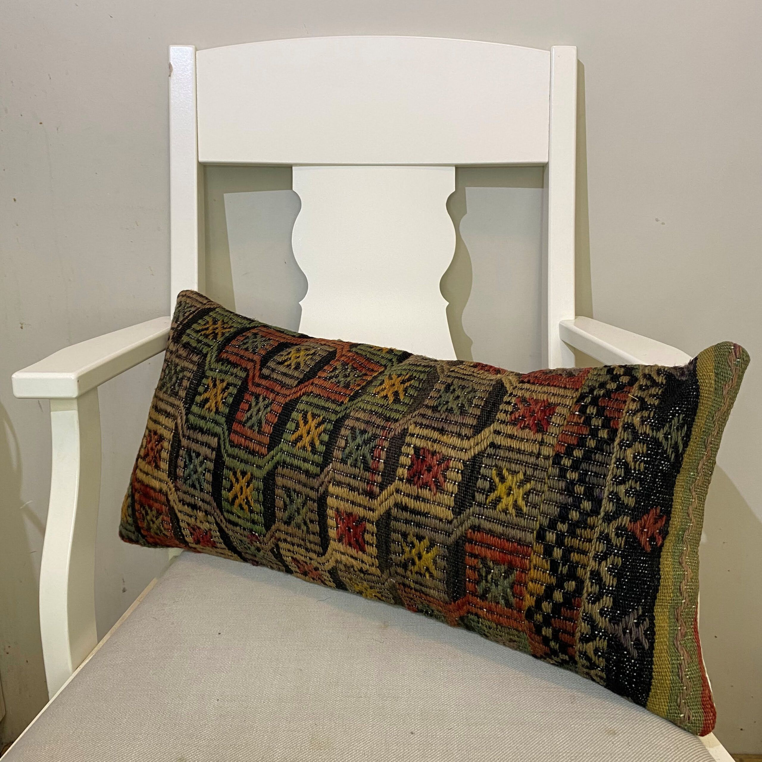 Hand-Woven Patchwork Pillowcase, Pillowcases rug, wool wool/weave, size 30 × 60 cm, from Cappadocia, SKU 581