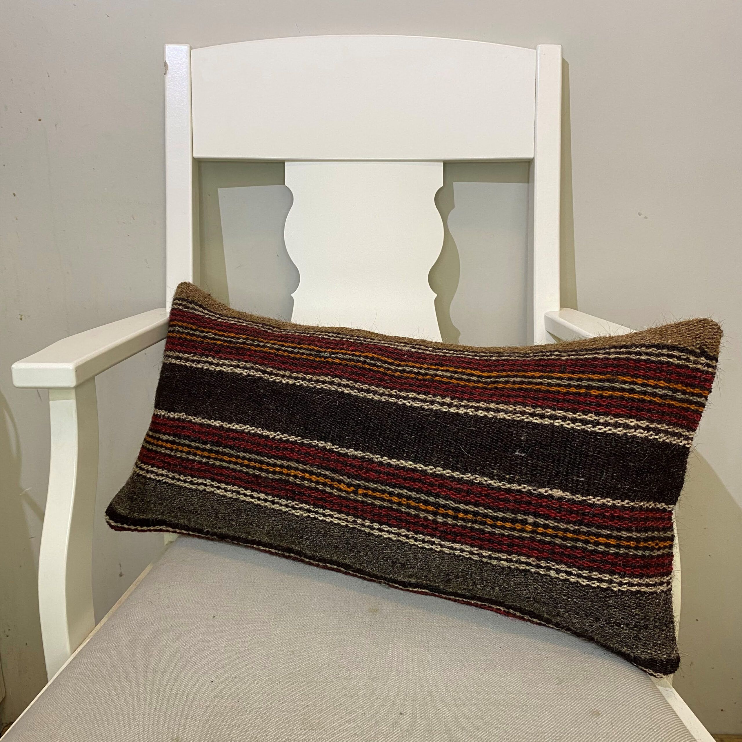 Handwoven Patchwork Pillowcase, Pillowcases rug, wool, cotton & silk wool/weave, size 30 × 60 cm, from Manisa, SKU 583