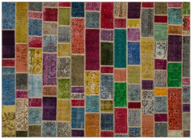 Patchwork-Textured Distressed Rug - SKU 5841 - Detail View