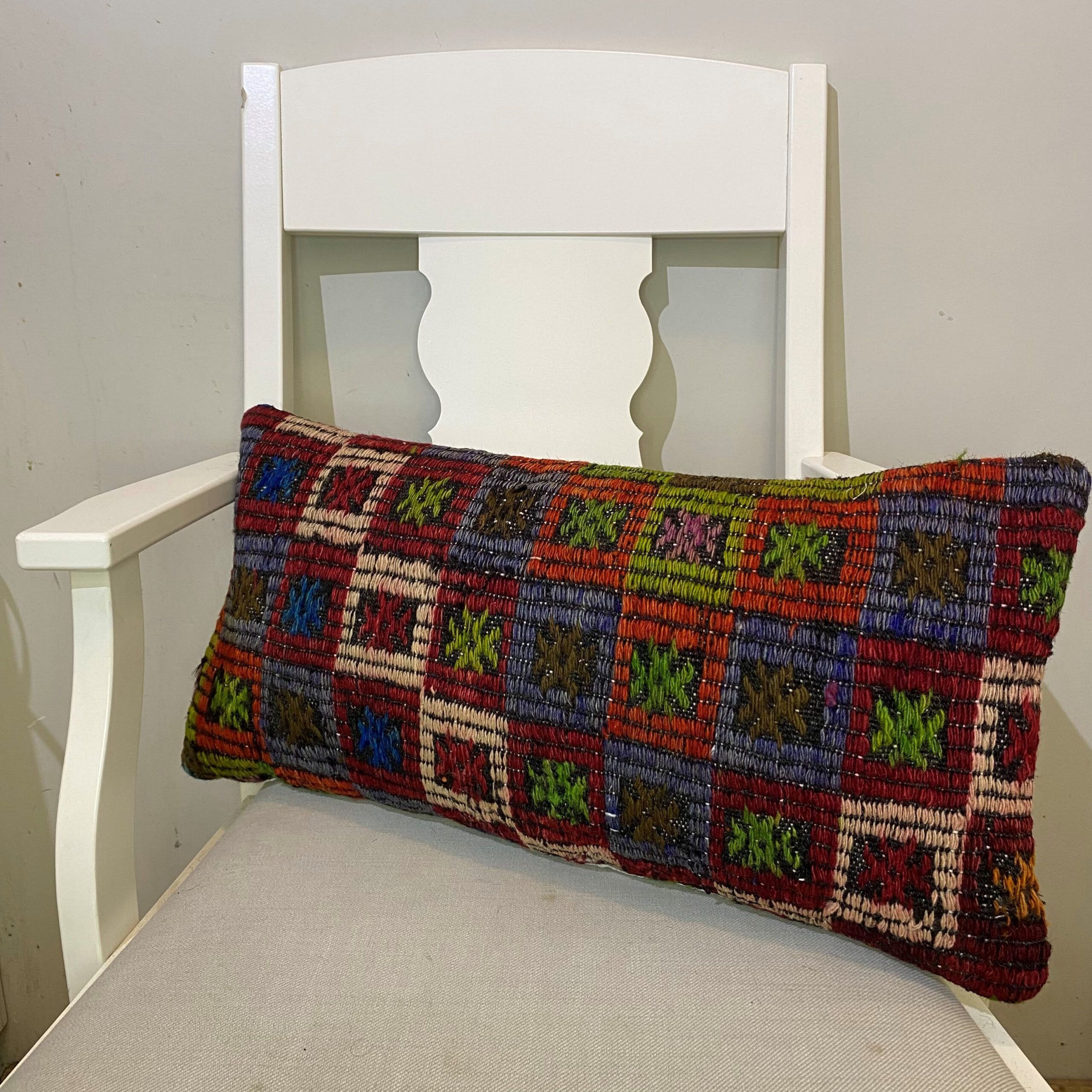 Hand-Woven Patchwork Pillowcase, Pillowcases rug, wool wool/weave, size 30 × 60 cm, from Sivas, SKU 613