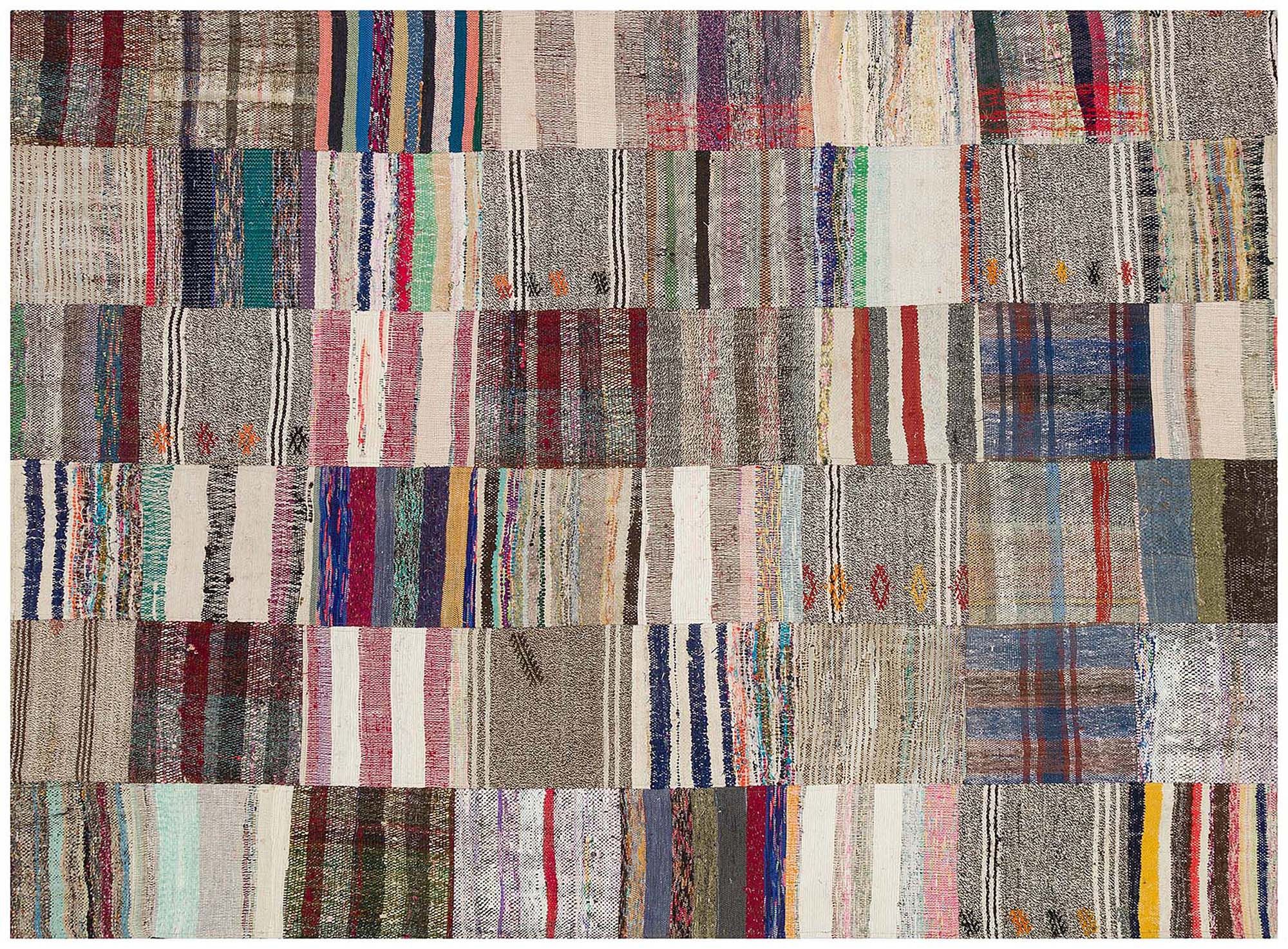 Unique Handwoven Patchwork Rug - SKU 6138 - Detail View