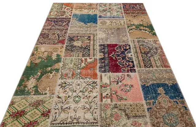Traditional Handmade Patchwork Rug, Handmade rug, wool & silk wool/weave, size 160 × 230 cm, from Sivas, SKU 6211