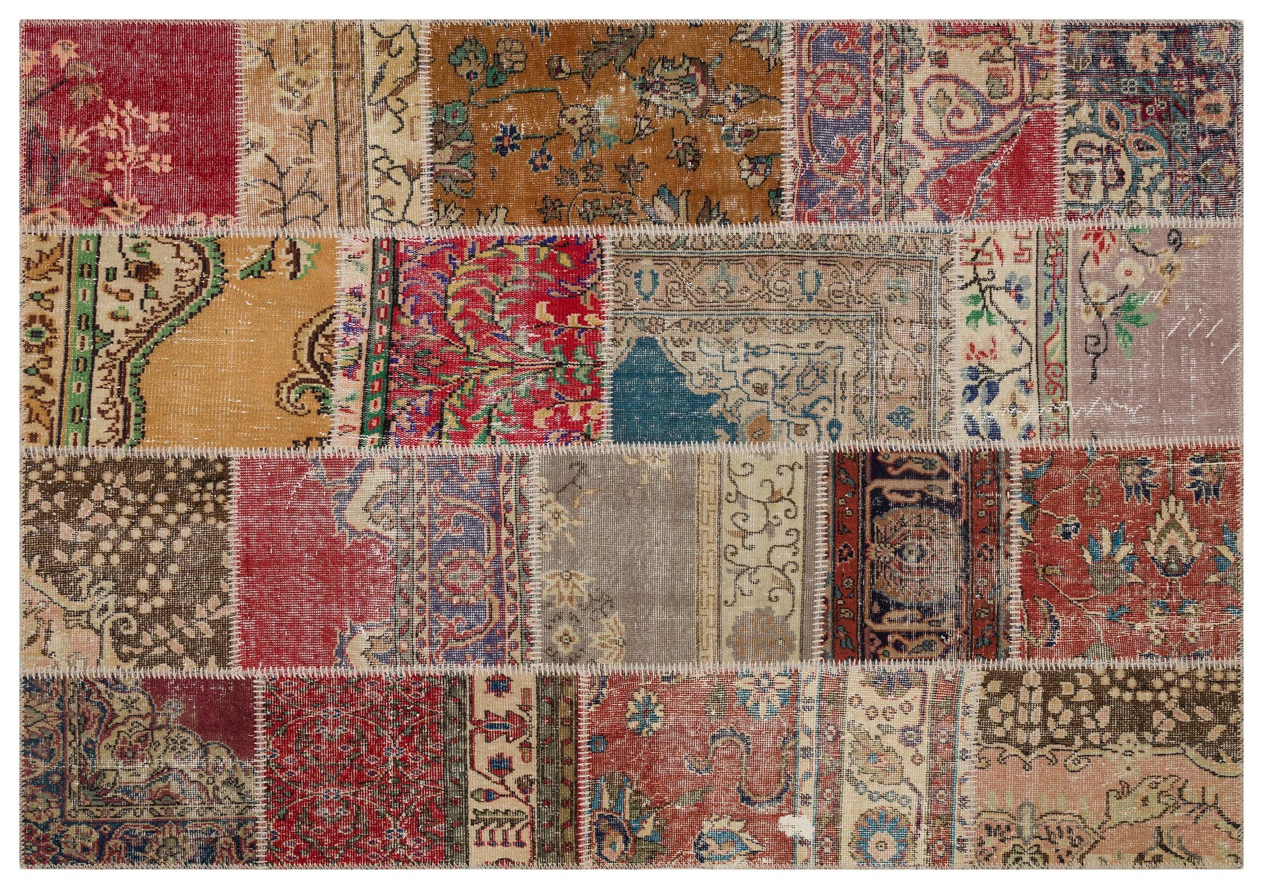 Patchwork-Style Distressed Rug - SKU 6217 - Detail View