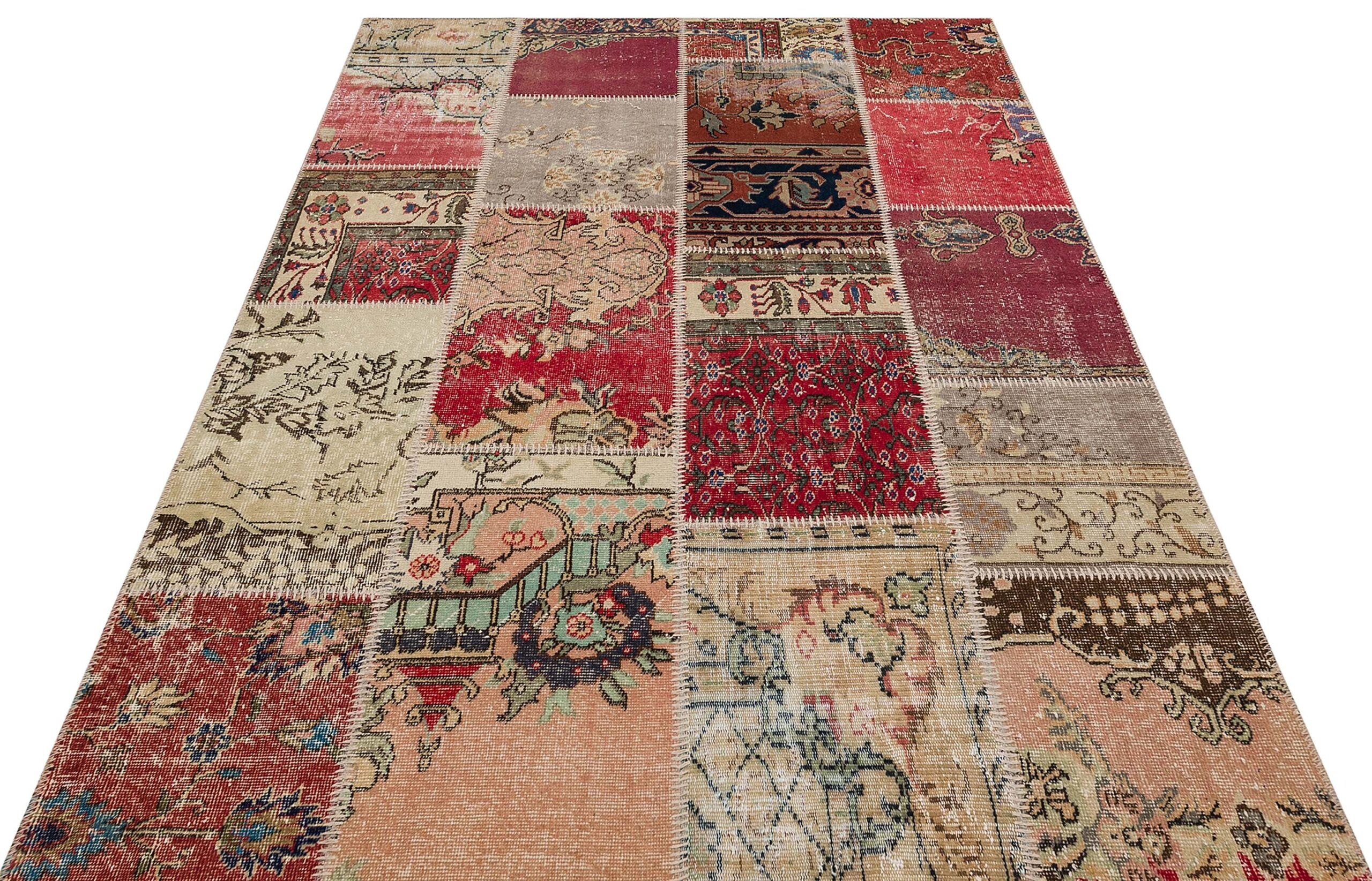 Patchwork-Style Distressed Rug, Handmade rug, wool wool/weave, size 160 × 230 cm, from Hereke, SKU 6251