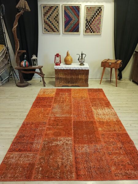 Century-Old Antique-Style Patchwork Rug - SKU 6408 - Detail View