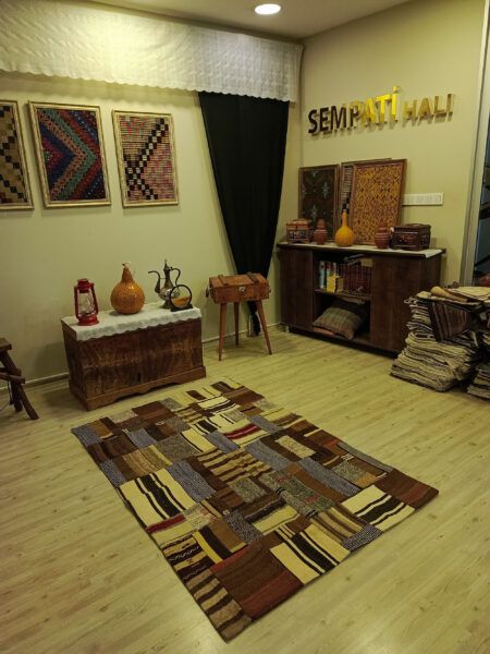 Handwoven Custom-Designed Patchwork Rug - SKU 6414 - Detail View