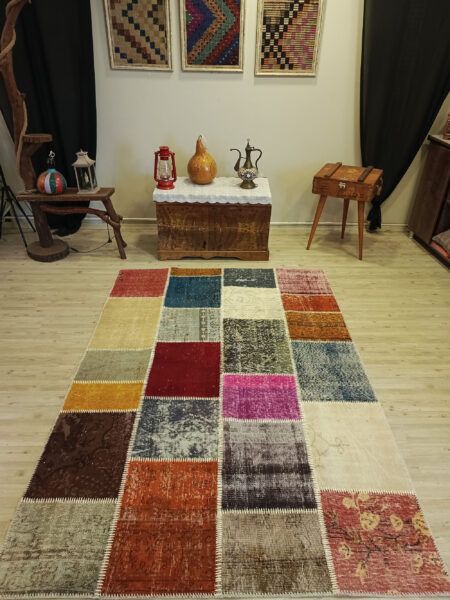 Handmade Patchwork Rug, Handmade rug, wool wool/weave, size 160 × 230 cm, from Kayseri, SKU 6503