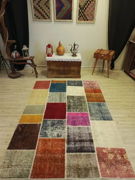 Handmade Patchwork Rug, Handmade rug, wool wool/weave, size 160 × 230 cm, from Kayseri, SKU 6503