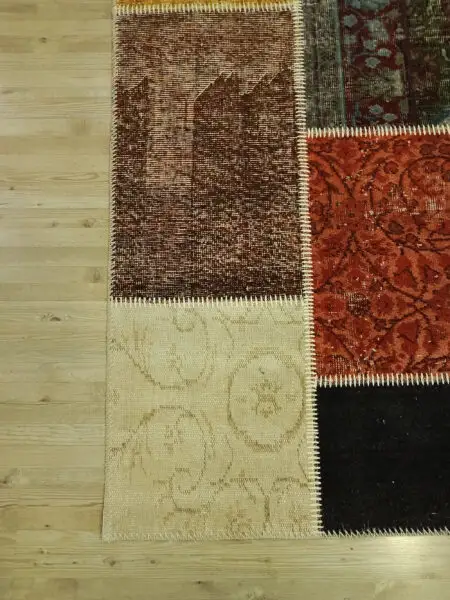 Vintage-Style Handwoven Patchwork Rug - SKU 6509 - Detail View