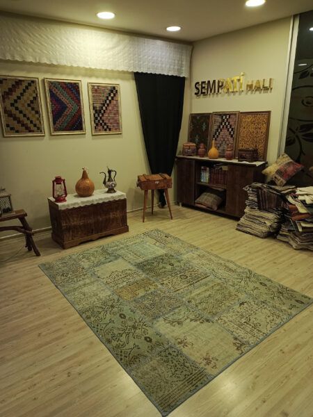 Vintage Handwoven Patchwork Rug - SKU 6525 - Detail View