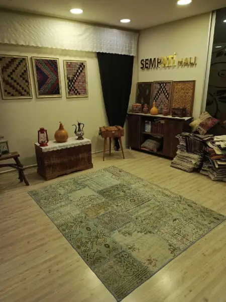 Vintage Handwoven Patchwork Rug - SKU 6525 - Detail View