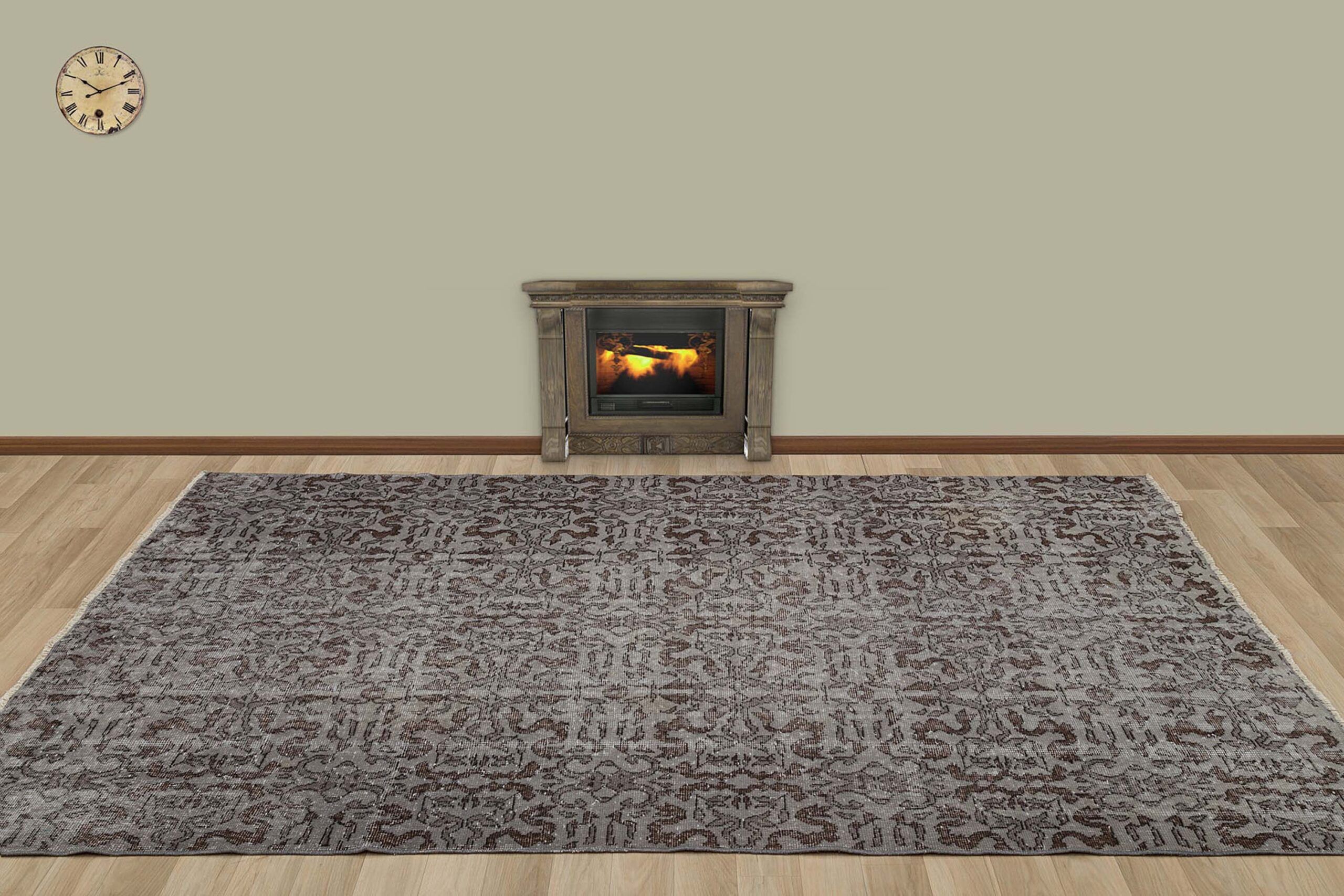 Vintage-Style Distressed Rug, Handmade rug, wool & silk wool/weave, size 165 × 253 cm, from Bursa, SKU 7214