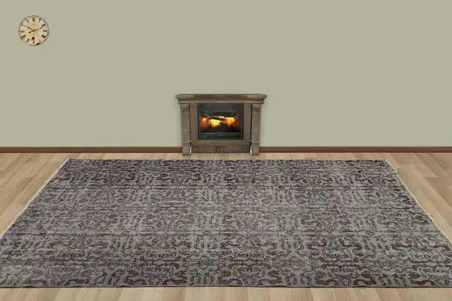 Vintage-Style Distressed Rug, Handmade rug, wool & silk wool/weave, size 165 × 253 cm, from Bursa, SKU 7214