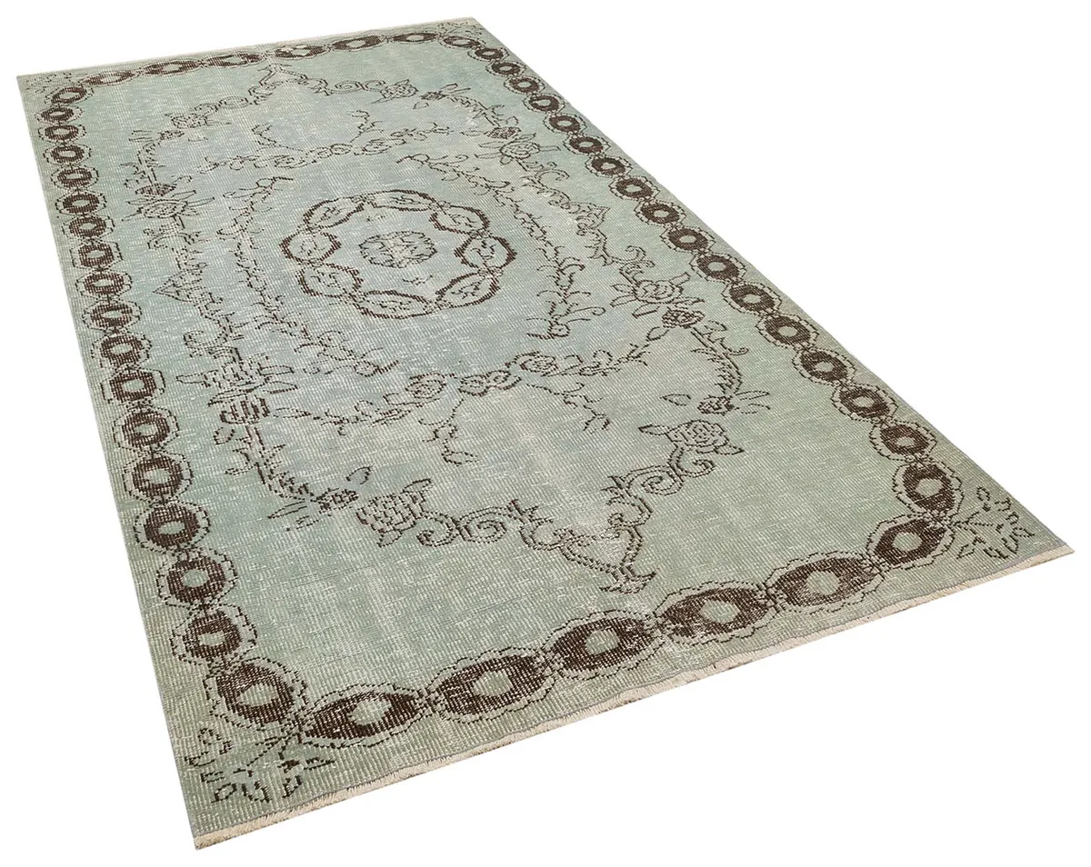 Exclusive Vintage Distressed Hand-Woven Rug, Handmade rug, silk wool/weave, size 156 × 276 cm, from Manisa, SKU 8291