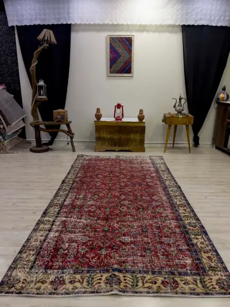Traditional Vintage Handmade Rug, Handmade rug, wool & cotton wool/weave, size 142 × 272 cm, from Bergama, SKU 9096