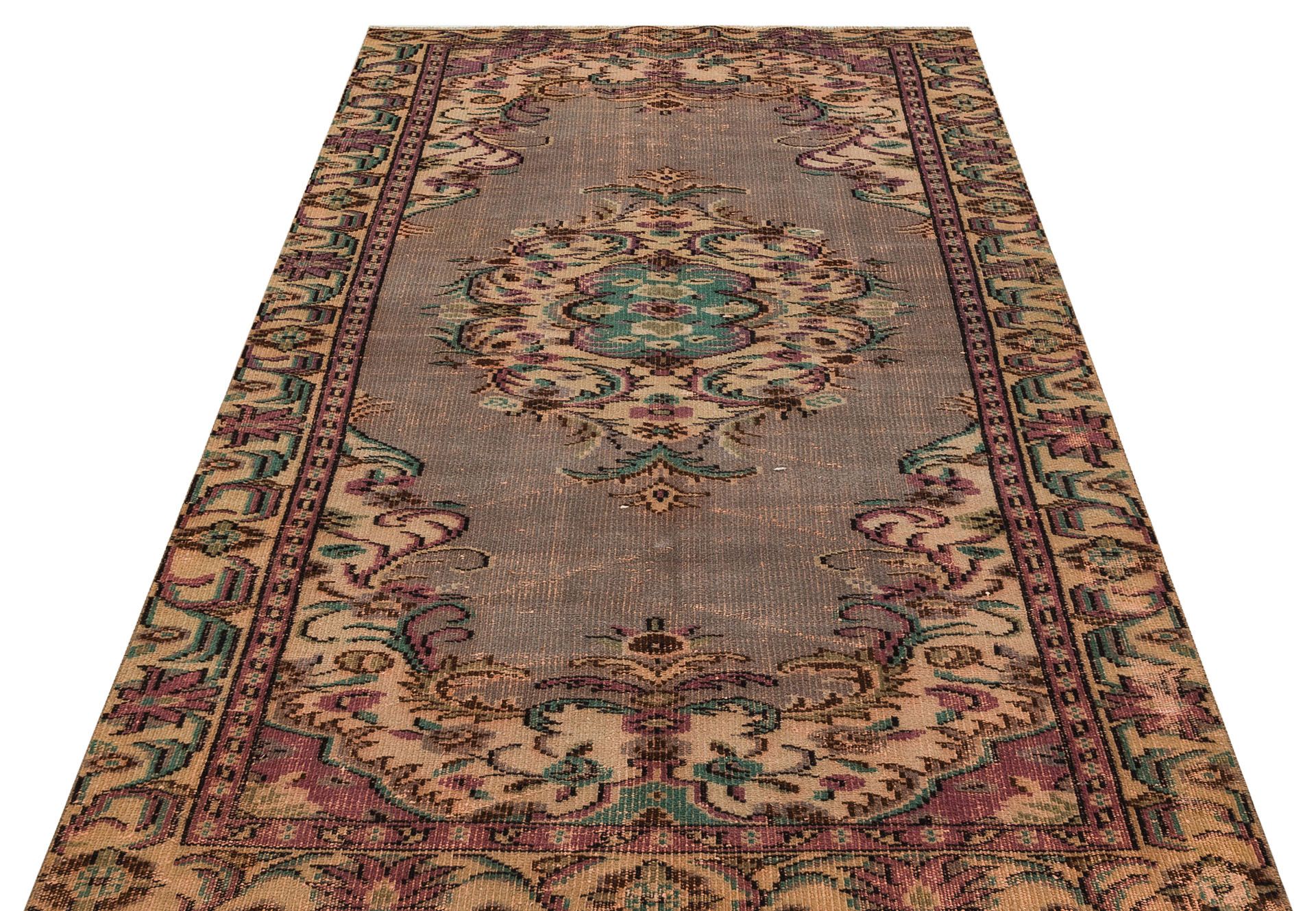 Anatolian Vintage Distressed Hand-Woven Rug in Unique Colors and Patterns, Handmade rug, wool & cotton wool/weave, size 139 × 232 cm, from Manisa, SKU 9633
