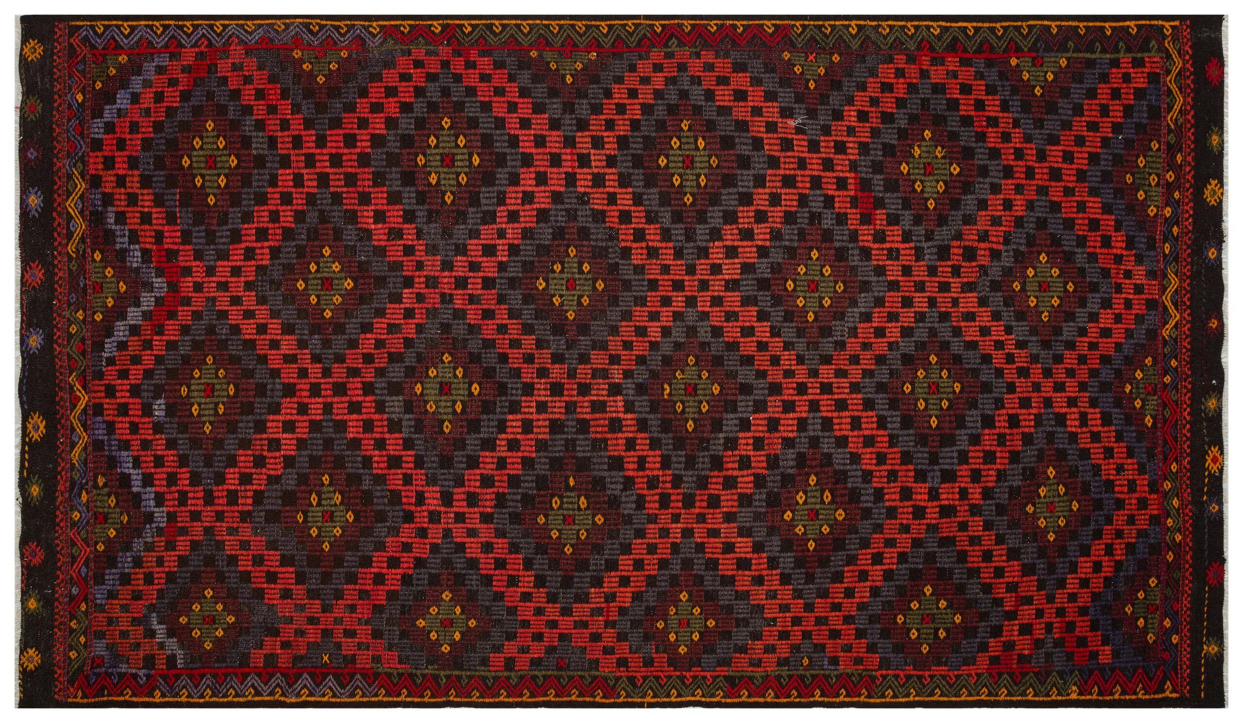 Authentic Handwoven Distressed Kilim | Multicolored - SKU 9856 - Detail View