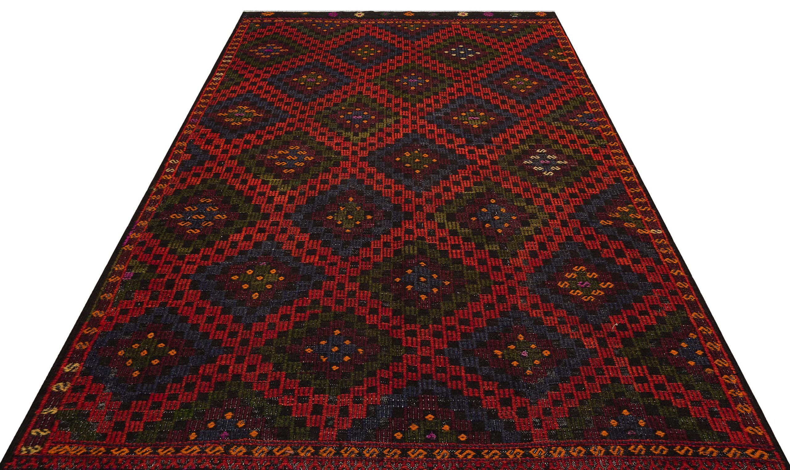 Vintage Hand-Woven Kilim of Unparalleled Beauty, | Colorful, Kilim rug, wool, cotton & silk wool/weave, size 190 × 292 cm, from Antalya, SKU 9864
