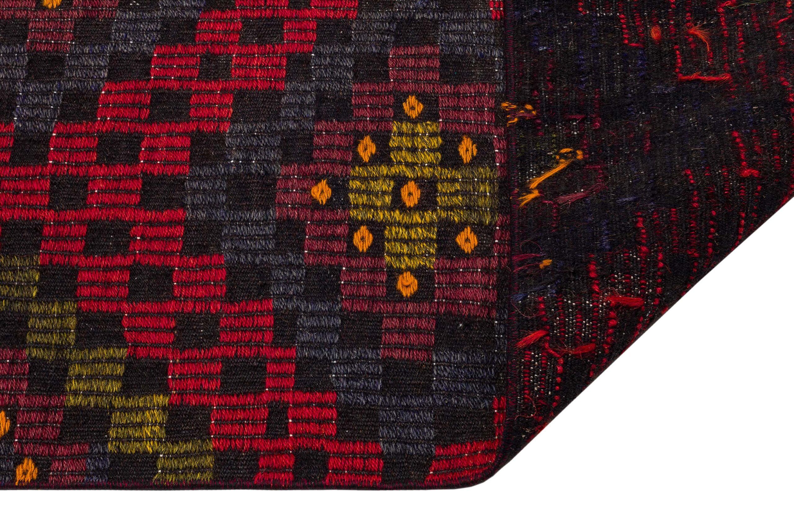 Classic, Modern, Vintage, Distressed, Handwoven Kilim | Colorful - SKU 9879 - Detail View