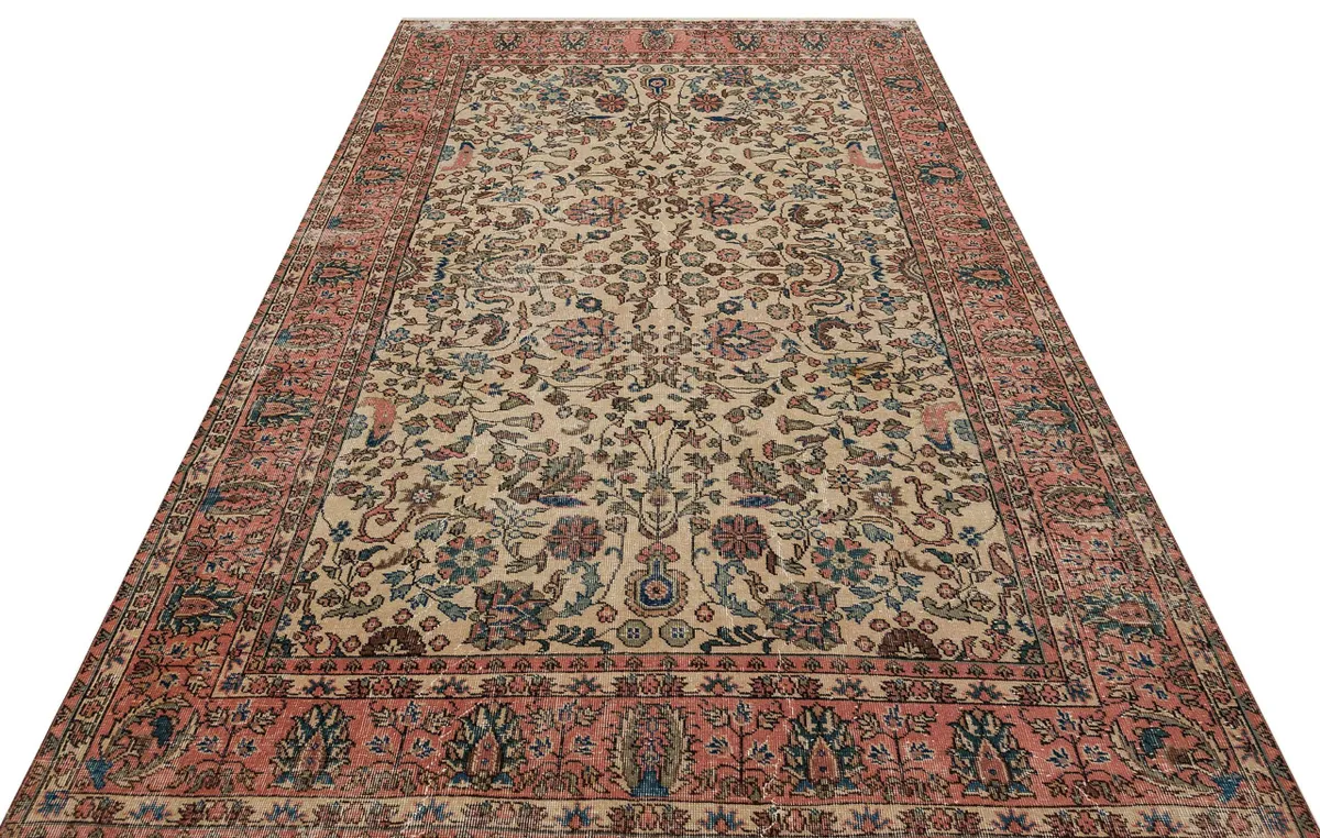 Century-Old Antique-Style Rug, Handmade rug, cotton wool/weave, size 195 × 287 cm, from Demirci, SKU 9886